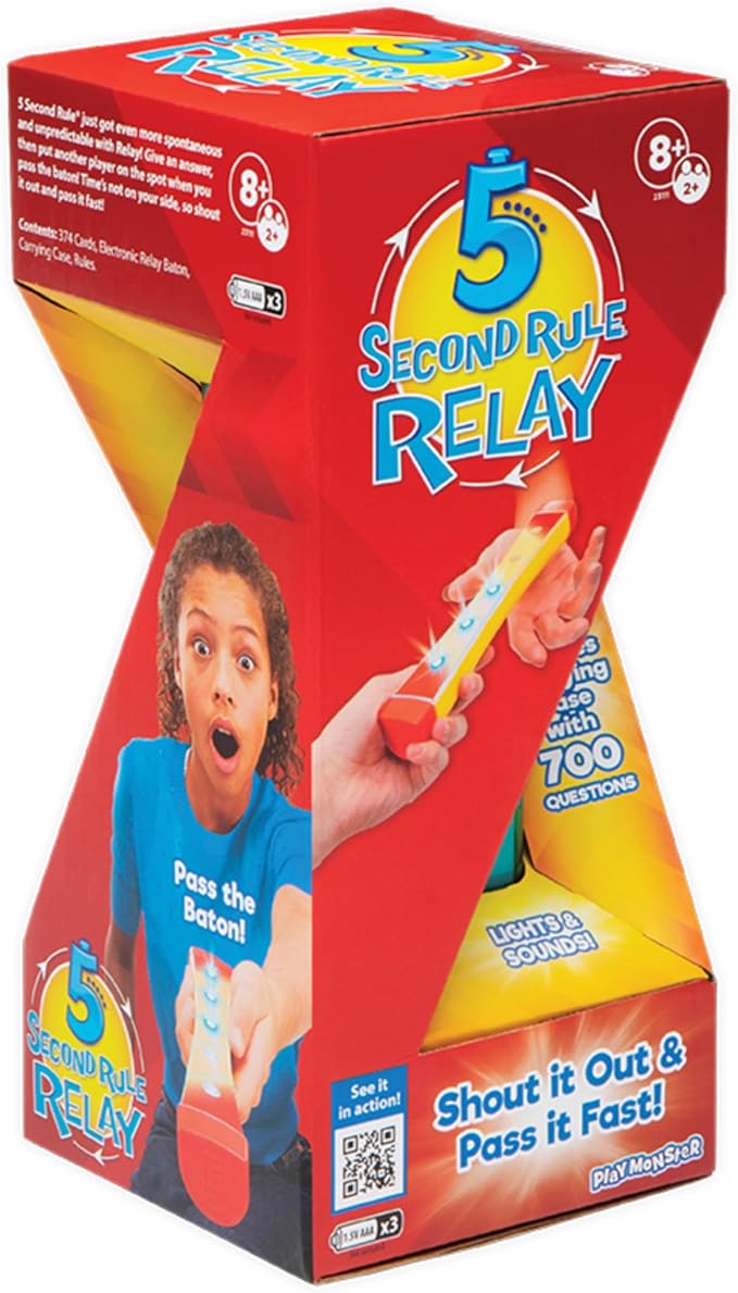5 Second Rule Relay - Family Party Game - Electronic Relay Baton - Shout It Out & Pass It Fast! - for 2 or More Players, for Kids Ages 8 and Up