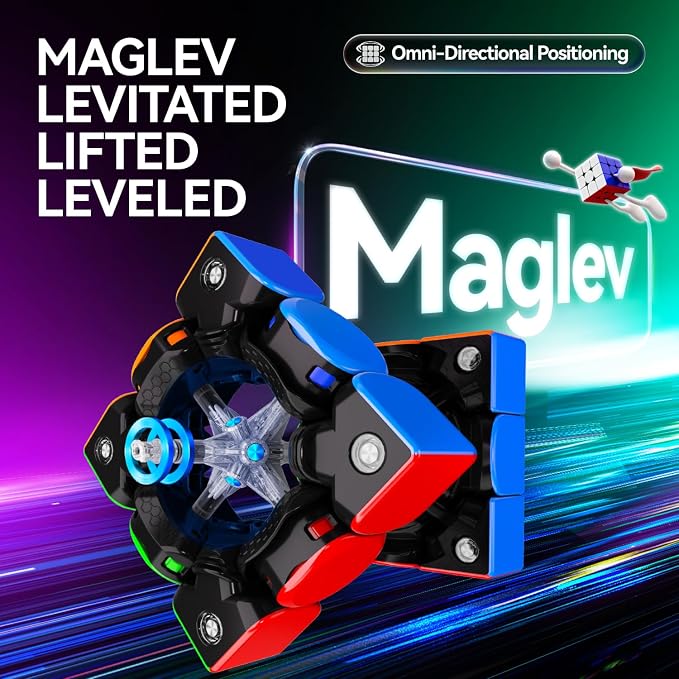 GAN V100 Maglev UV Speed Cube 3x3 Magnetic, Omni-directional Positioning 64g Lightweight Speedcube Brain Teaser Puzzle Fidget Toy for Kids Adults, 55mm Black Inner Surface
