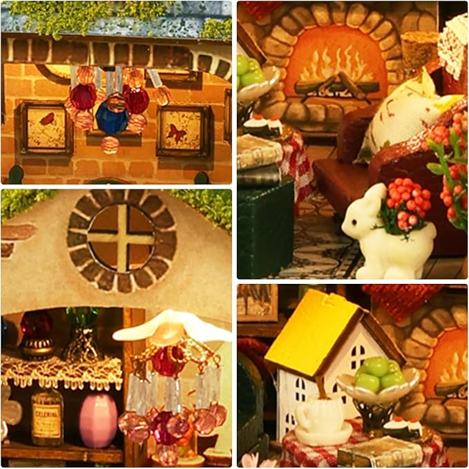DIY Miniature House Kit, DIY Dollhouse Kits for Adults to Build, Crafts with LED Light, Forest Adventure Mini Building Kit, Birthday Gift for Family and Friends