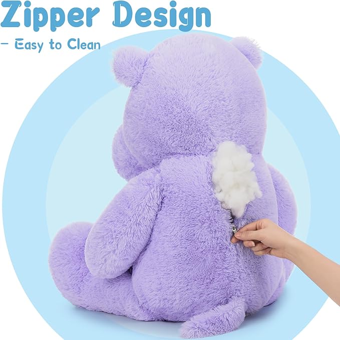 BENINY 36 Inch Giant Hippo Stuffed Animal, Oversized Purple Hippo Plush Pillow, Soft Humongous Hippopotamus Toy Gift for Kids, Boys and Girls