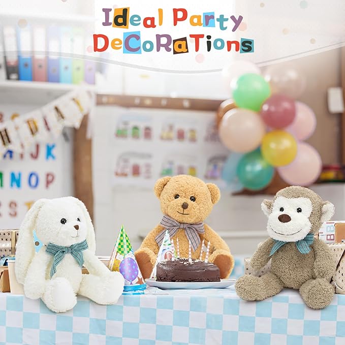 MaoGoLan 13 inch Stuffed Animals Bulk Plush Set Toys Bundle Party Favors for Kids Teens Girls - Soft Teddy Bear, Floppy Bunnies, Monkey, Panda - Baby Shower Decor Gift Mothers Day, 5Pcs