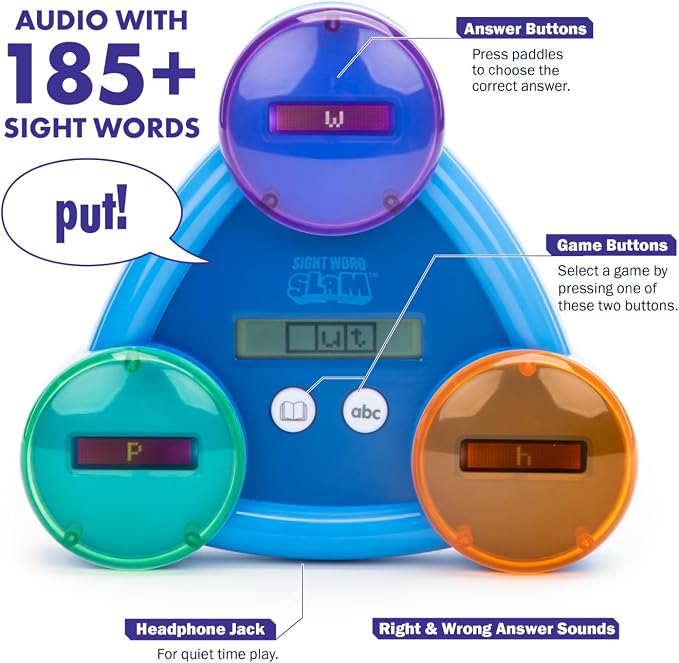 Educational Insights Sight Word Slam - Kindergarten Learning Activities, Sight Word Games, Electronic Phonics Flash Cards, Reading Games for Kids 5-7, Learn to Read CVC Words, Literacy Development