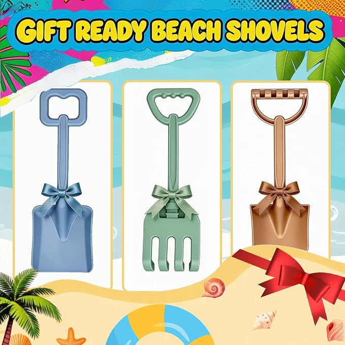 16" Beach Shovels Set for Kids & Adults, Perfect for Beach Digging, Sandbox Play, Garden Tasks, Snow Shoveling & Outdoor Fun, Ideal for Party Bundles, Gardening Planting, Summer Activity Essentials