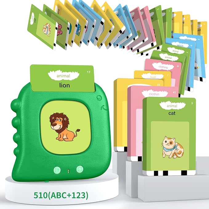 Talking Flash Cards, Kids Toddler Flash Cards with 510 Sight Words, Autism Sensory Toys, Speech Therapy Toys, Learning Educational Toys Gifts for Age 3 4 5+ Years Old Boys and Girls (Dinosaur Green)