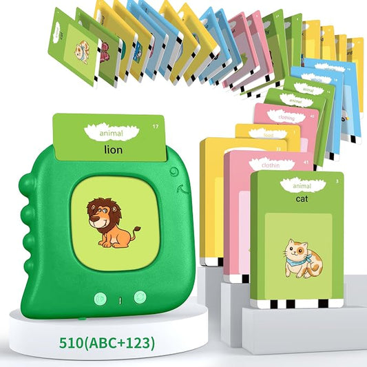 Talking Flash Cards, Kids Toddler Flash Cards with 510 Sight Words, Autism Sensory Toys, Speech Therapy Toys, Learning Educational Toys Gifts for Age 3 4 5+ Years Old Boys and Girls (Dinosaur Green)