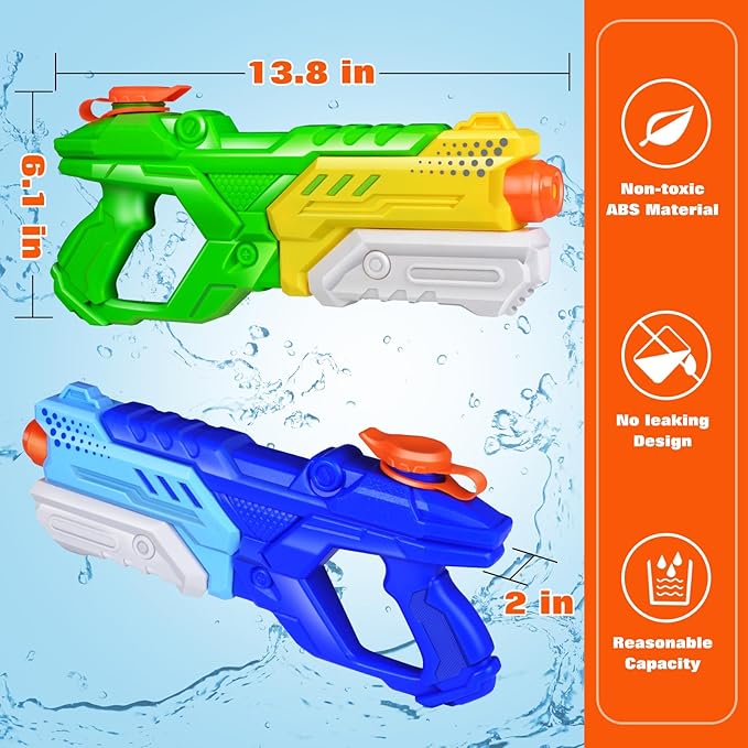 Quanquer 8 Pack 600cc Water Guns for Kids & Adults, Large Capacity Pump Action Super Squirt Blasters Soaker with Long Range up to 32 FT, Summer Outdoor Pool Beach Water Toys for Boys Girls