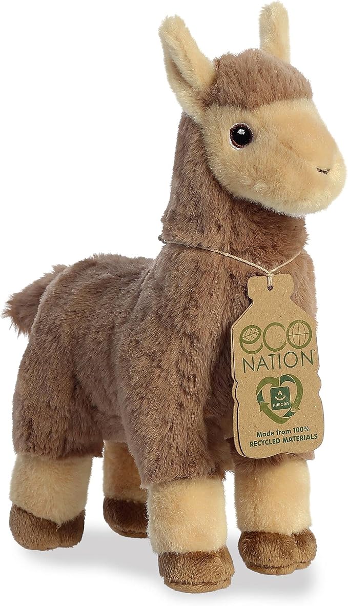 Aurora® Responsibly Made Eco Nation™ Tan Llama Stuffed Animal - Ideal for Playtime Adventures - Perfect for Birthdays or Just Because - Brown 9.5 Inches