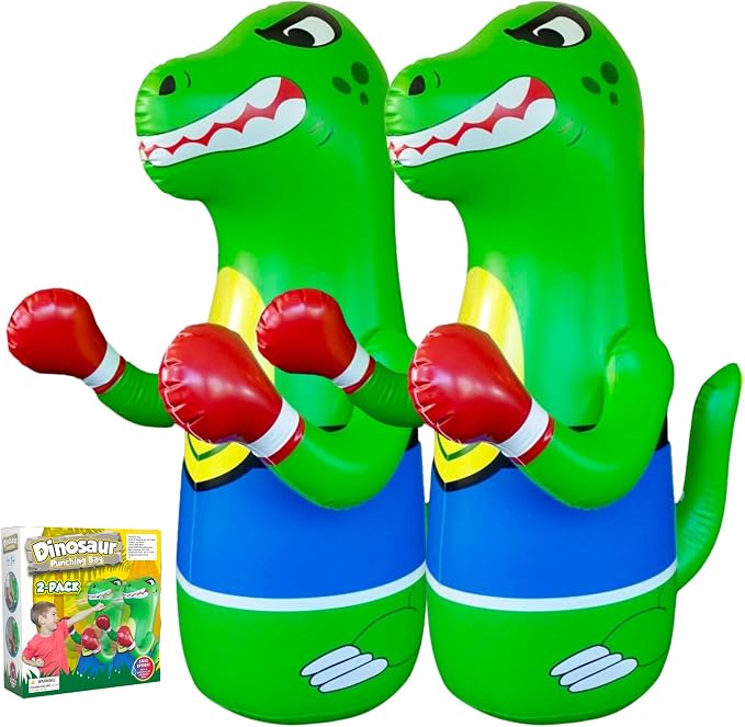 Preferred Toys 47" Inflatable Dinosaur Punching Bag for Kids - Durable Blow Up Kids Punching Bag with Bounce Back Base - Inflatable Indoor Outdoor Active Toddler Bop Play Toy