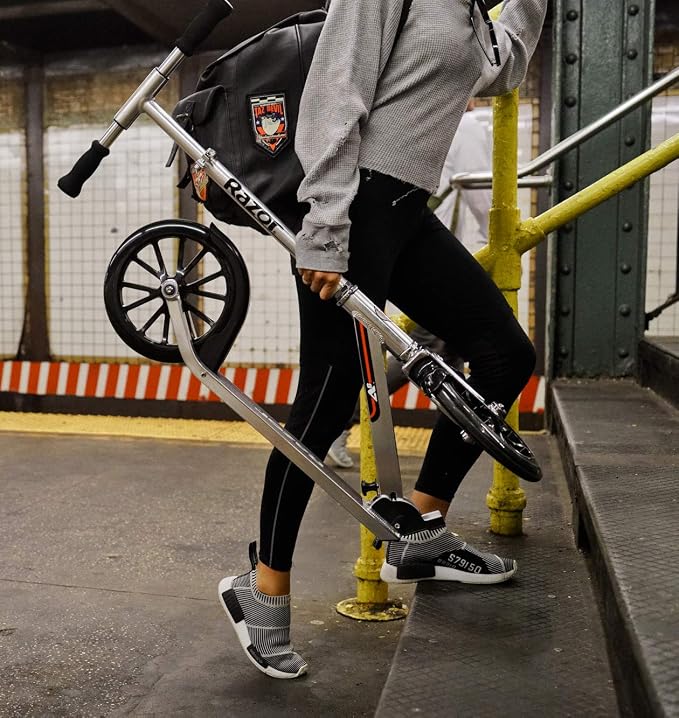 Razor A6 Kick Scooter for Kids Ages 8+ - Extra-Tall Handlebars & Longer Deck, 10" Urethane Wheels, Aluminum Frame, Anti-Rattle Technology, for Riders Up to 220 lbs