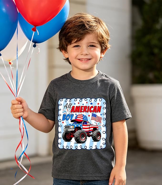 Lovekider Cotton Shirt for 3-6T Boys Truck Dinosaur Toddler Kids T-Shirt Short Sleeve Excavator Construction T-Rex Tee Shirts