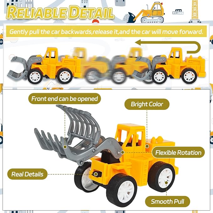 OJYUDD 12 Pcs Mini Construction Vehicles,Pull Back Engineering Vehicles,Play Figure Vehicles Toys for Birthday Party Favors,Gifts,Rewards