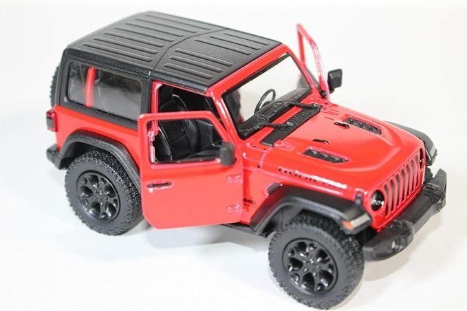 KiNSMART - Jeep Wrangler Rubicon Off Road 4x4 5 inch 1:34 Scale Die Cast Model Replica Toy Car (Red Hardtop)
