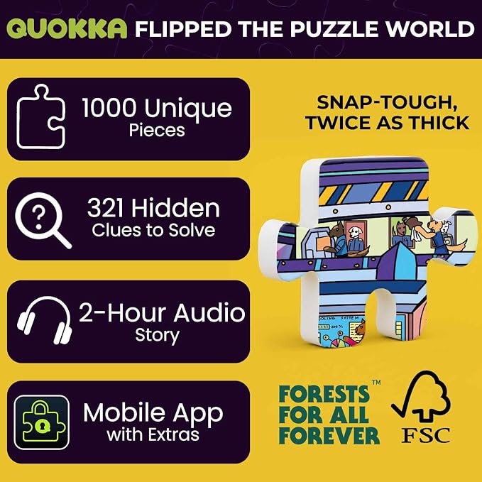 QUOKKA 1000 Piece Jigsaw Puzzle for Adults Galactic Tails – Puzzles for Adults 1000 Pieces Premium Box Packaging - Extra Fun with Hidden Secrets & Audio Story – Perfect Relaxation & Creativity & Gift