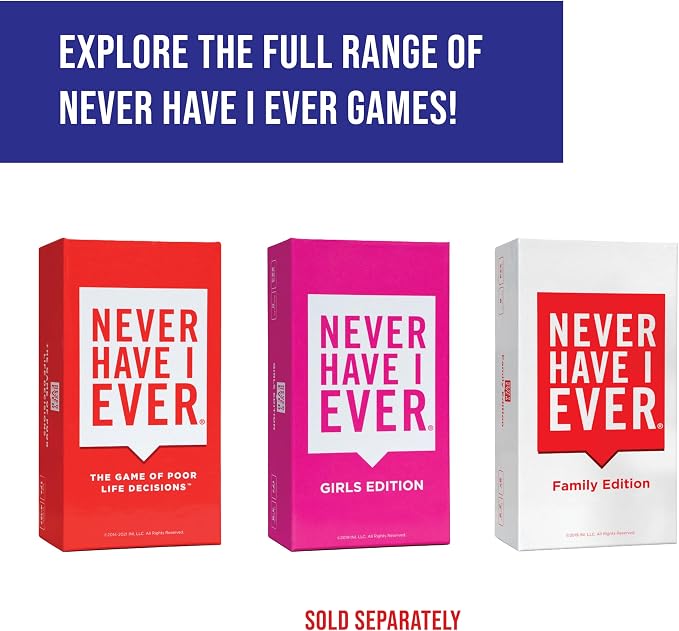 Never Have I Ever Card Game - Party Game of Poor Life Decisions - Ages 17 and Up – The Classic Viral Hilarious and Funny Icebreaker for Adults - 4-12 Players