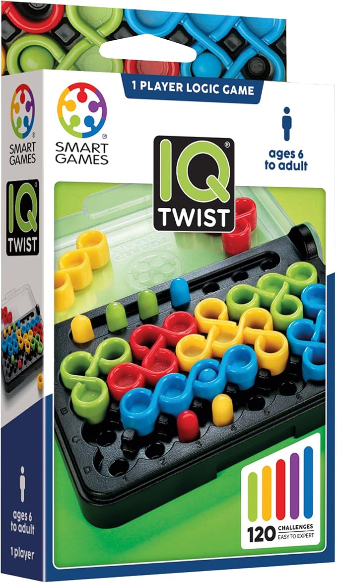 SmartGames IQ Twist, a Travel Game for Kids and Adults, a Cognitive Skill-Building Brain Game - Brain Teaser for Ages 6 & Up, 120 Challenges in Travel-Friendly Case