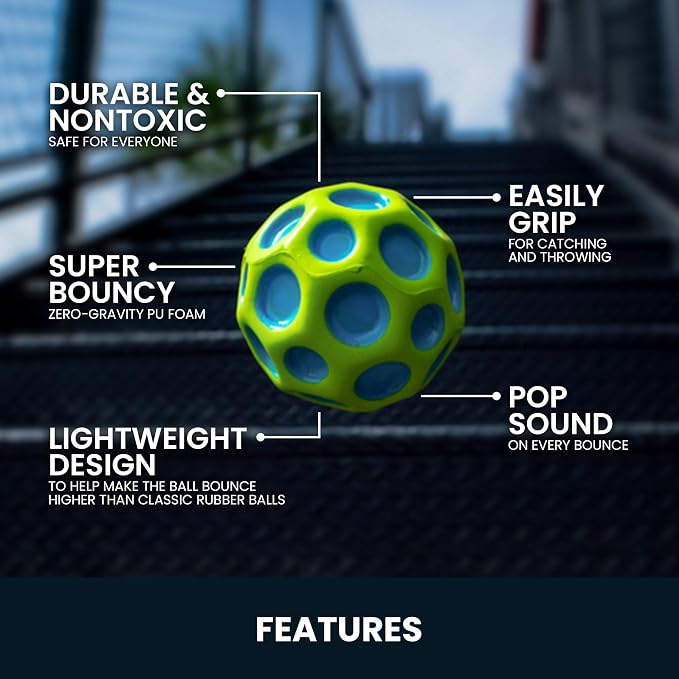 Waboba Moon Ball Gradient Hyper Bouncy Ball - All Ages Extreme Bounce and Fun - Super High Bouncing Ball Perfect for Active Play and Outdoor Games - Rainbow