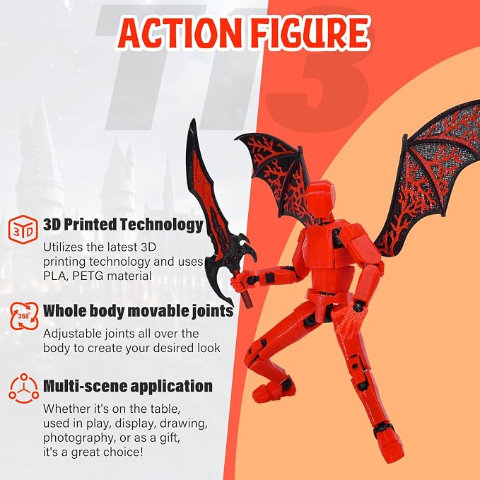 T13 Action Figure Set Assembled-3D Printed Multi-Jointed Movable Dummy 13，Titan 13 Action Figure, Birthday Gifts for Boys, Girls Desktop Decorations