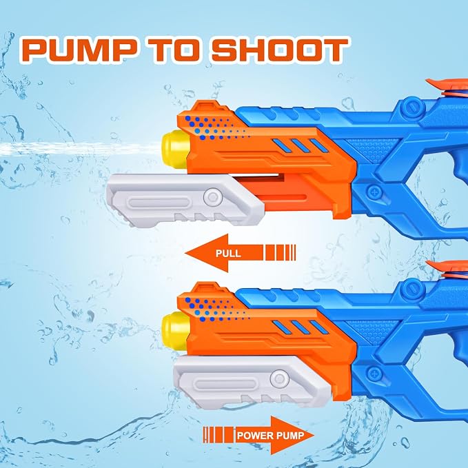Quanquer 8 Pack 600cc Water Guns for Kids & Adults, Large Capacity Pump Action Super Squirt Blasters Soaker with Long Range up to 32 FT, Summer Outdoor Pool Beach Water Toys for Boys Girls