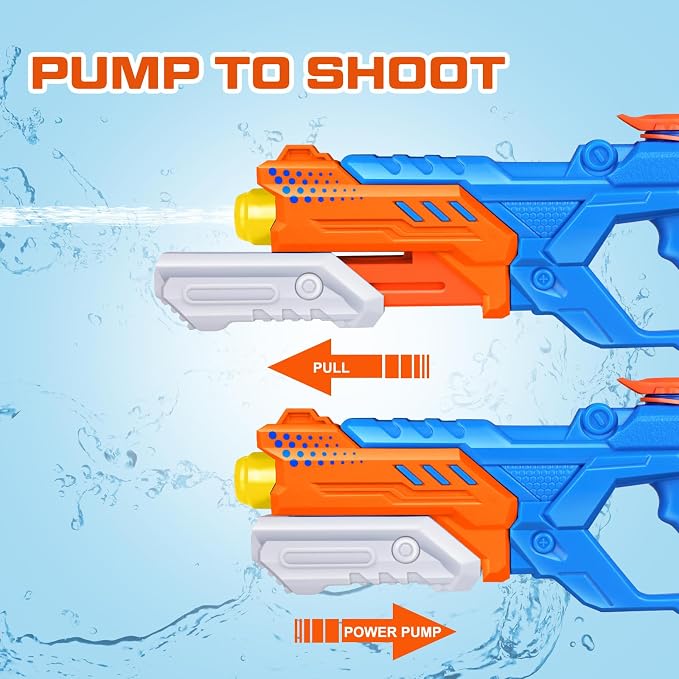 Quanquer 600cc Water Guns for Kids & Adults - 6 Pack Super Squirt Blasters Soaker with Long Range, High Capacity Pump Action, Summer Swimming Beach Outdoor Water Fighting Play Pool Toys for Boys Girls