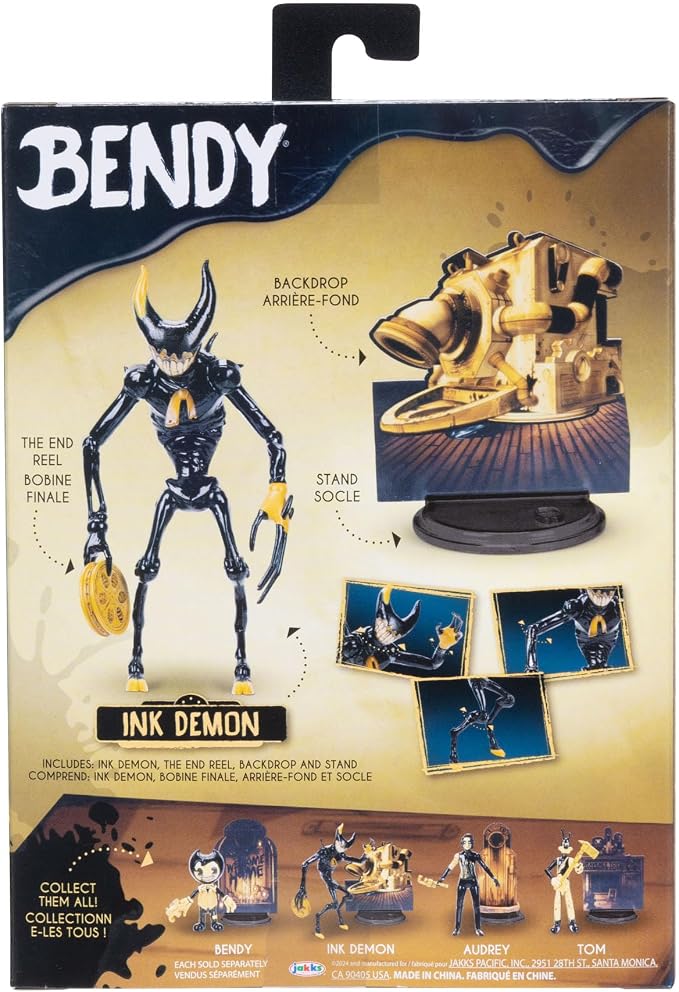 Bendy and the Ink Machine Collectible Action Figures 6.5” Scale Ink Demon with The End Reel Accessory
