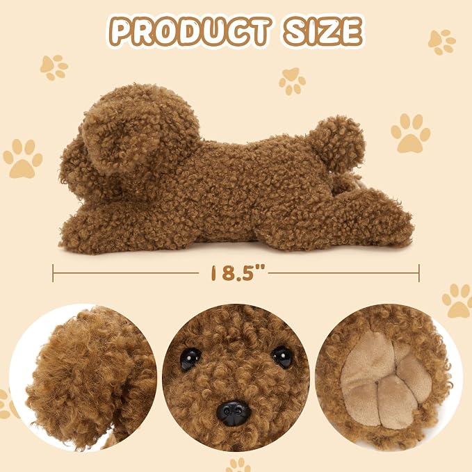 Muiteiur 4 Pcs Dog Stuffed Animal Set, 18.5 Inch Teddy Dog with Puppies, Brown Dog Plush for Kids Girls Boys, for Birthday Theme Party, Fun Decor