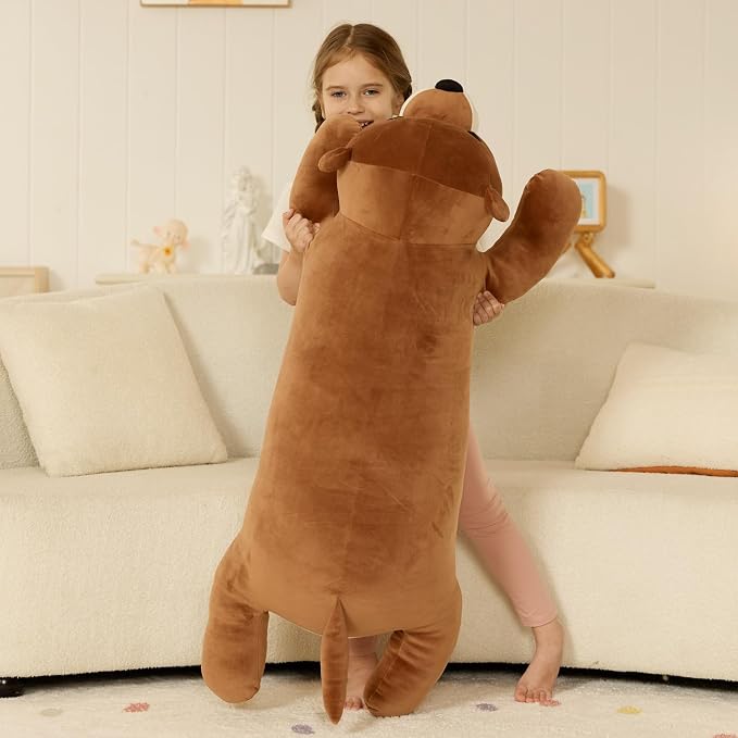 Tezituor 43.3 inch Giant Otter Stuffed Animals, Soft Sea Otter Long Plush Body Pillow for Sleeping Hugging Wildlife Animals Ester Birthday Gift for Boys Girls