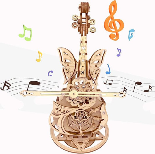 3D Puzzle Wooden Model Kits for Adults - DIY Cello Music Box Mechanical Jigsaw Puzzles Construction Craft Kits for Adult Age 14+ Years Old