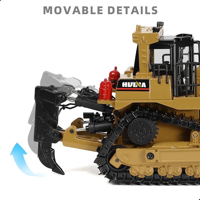 Bulldozer Model Toys, 1:50 Die-Cast Premium Alloy Engineering Construction Vehicle, Collector Edition Gift with Display Base for Adults Kids- Yellow