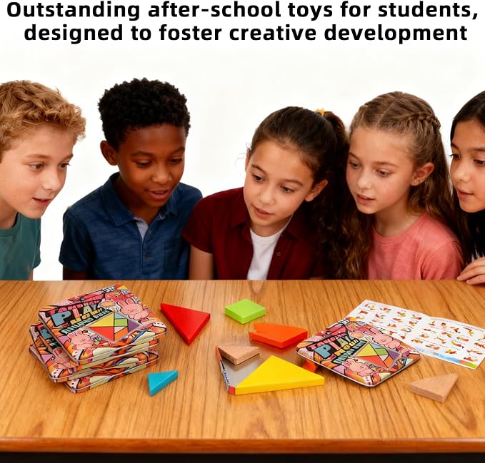 5 Pack Wooden Blocks Puzzle Brain Teasers Toy STEM Montessori Educational Gift for Kids Ages 3-6 Stocking Stuffers