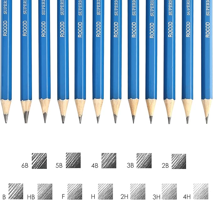 Profession Sketch Pencils 6B to 4H for Kids and Adults Drawing, Art Graphite Pencil for Artists Beginner Sketching