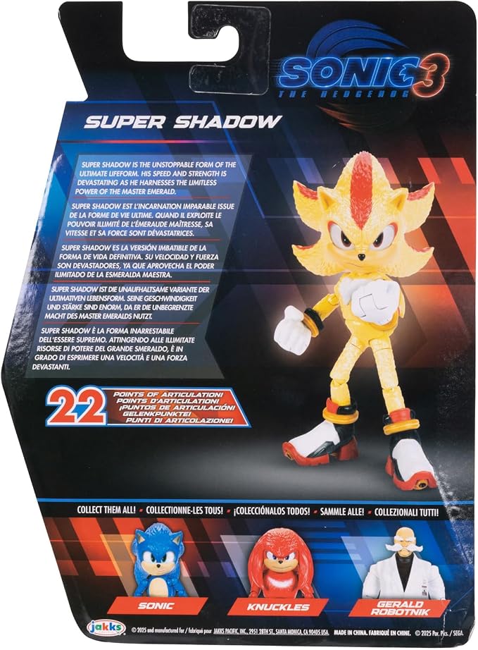 Sonic The Hedgehog Sonic 3 Movie 5" Super Sonic Action Figure: New Character from Jakks Wave #3