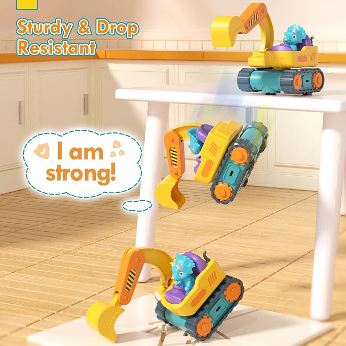 Lehoo Castle Remote Control Car for Toddlers, RC Excavator Toys for Boys 3-5 Year Old, Rechargeable Construction Toys for 1 2 3 Year Old Boys