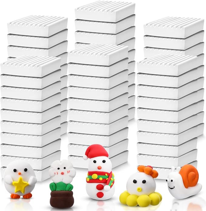 Syhood 60 Pcs 6.6lbs White Reusable and Non Drying Modeling Clay Bulk Plastilina Modeling Clay Gift Set for DIY Sculpting Classroom Arts and Crafts Projects Play