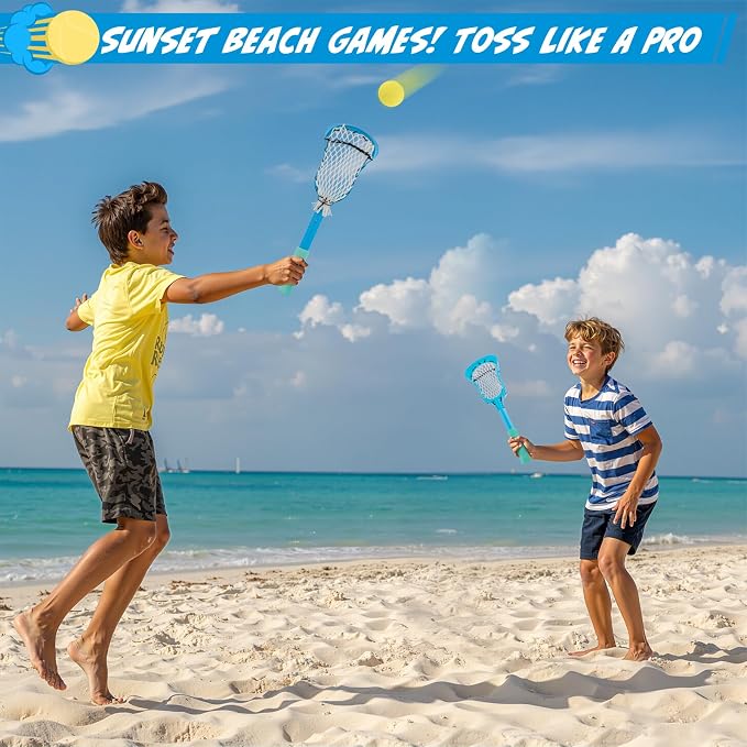 Foayex Adjustable Kids Lacrosse Stick, Outside Toys for Pool Beach Yard, Toddler Mini Water Lacrosse Set with Ball, Lacrosse Gifts for 3 4 5 6 7 8 Year Old Boys Girls, Outdoor Games for Kids Ages 4-8