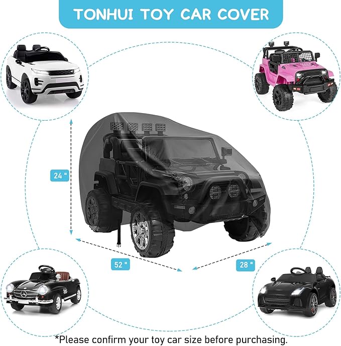 Kids Ride-On Toy Car Cover, Outdoor Wrapper Resistant Protection for Electric Battery Powered Children Wheels Toy Vehicles - Universal Fit, Water Resistant