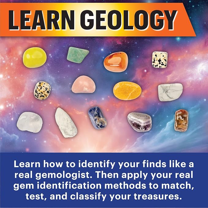 Gem Dig Kit for Kids Ages 4+ - NOVA Obsidian Excavation Lab by MindWare, 13 Real Gems + Bonus Mini-Dig + Dig Journal, Geology Science Kit with Rock & Mineral Tools
