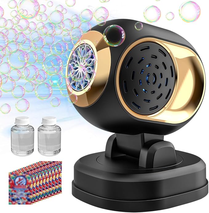 BOMOCO Bubble Machine Battery Operated Durable Bubble Blower Machine Automatic Bubble Machines for Kids Toddlers Parties Wedding Birthday Summer Outdoor Indoor Beach Christmas Favors, Black