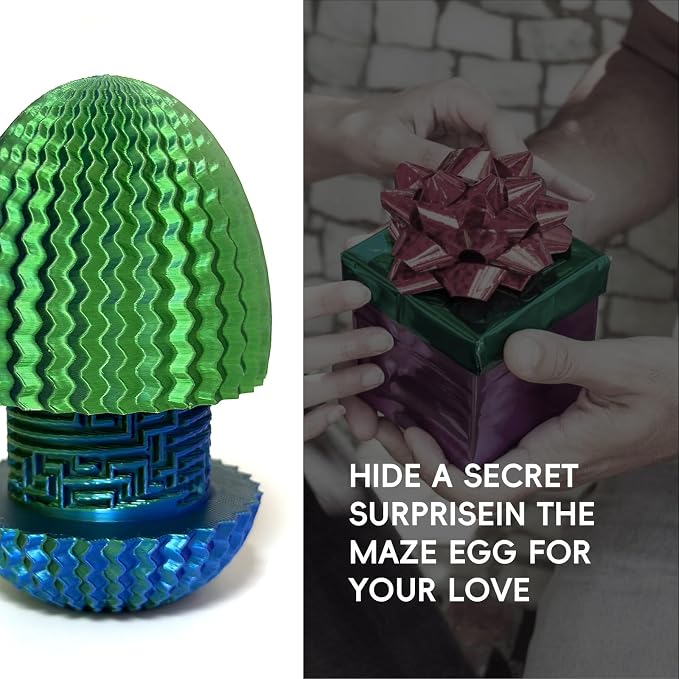 Money Puzzle Box for Cash Gift Card Holder - Reusable Secret Safe with 4 Unique Maze Egg Designs, 3D Printed Brain Teaser Game for Teens Adults, Easter Birthday Christmas Stocking Stuffer