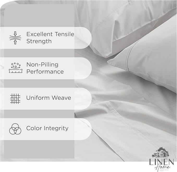 Linen Home 2-Pack King Sheet Set, 100% Cotton Percale Bedding, 8-Piece Value Bundle, Deep Pocket Cooling Bed Sheets for Hot Sleepers, Breathable & Crisp Hotel Quality, Long-Staple Cotton, White