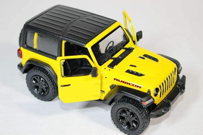 KiNSMART - Jeep Wrangler Rubicon Off Road 4x4 5 inch 1:34 Scale Die Cast Model Replica Toy Car (Yellow Hardtop)