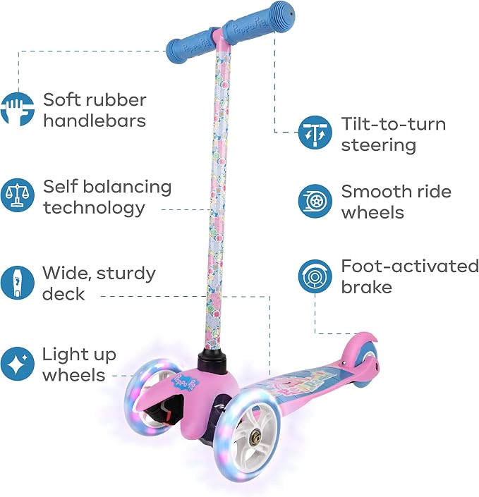 Kick Scooter for Kids, 3 Wheel Self Balancing, Light Up LED Wheels