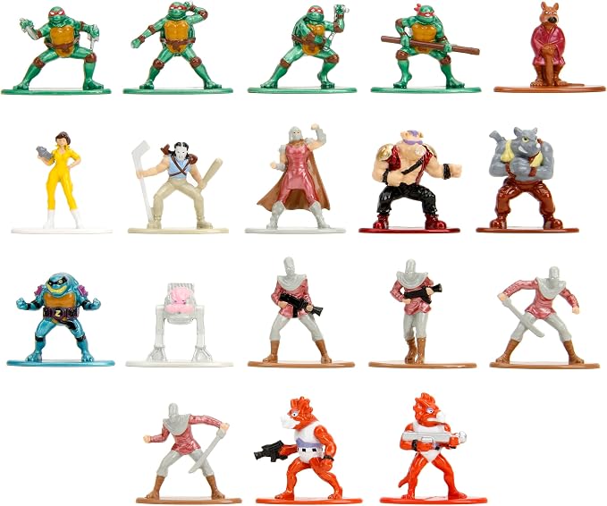 Jada TMNT 1.65" 18-Pack Wave 2 Die-Cast Figures Nano Metalfigs, Toys for Kids and Adults
