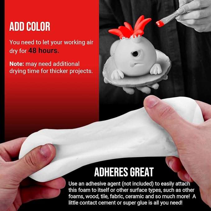 CALPALMY Moldable Foam Clay - 300g High Density Air Dry Clay for Intricate Designs, Cosplay, Crafting, and Artistic Projects - Cutting with a Knife or Rotary Tool, Sanding or Shaping (White)