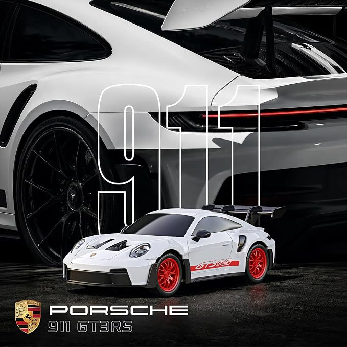 AEROQUEST Porsche Remote Control Car,Officially Licensed Porsche 911 GT3 RS,1:24 Scale Toy Car for Kids,Electric Sport Racing Hobby RC Cars,Birthday Gift for Boys and Girls（White）