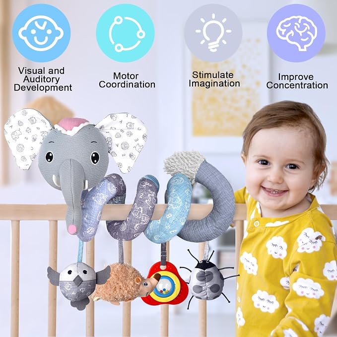 MONSTIME Musical Car Seat Toys Newborn Toys, Stroller Toys Baby Toys 0-6 Months Infant Toys, Baby Toys for Carseat Stroller Crib with Rattles Teether, Baby Toys for 0 3 6 9 12 Boys Girls Enfants