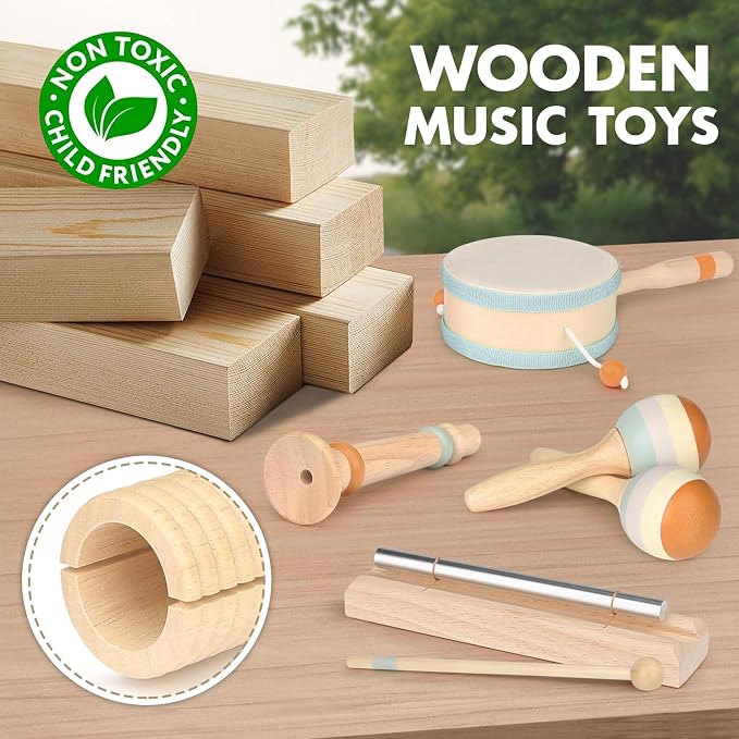 Vanplay Baby Musical Toys Set - Montessori Toys for 2 3 Year Old Boy Girl Birthday Gifts, 8 in 1 Musical Instruments for Toddlers with Drum/Flute/Maracas, Preschool Learning Toys for Baby 18+ Months