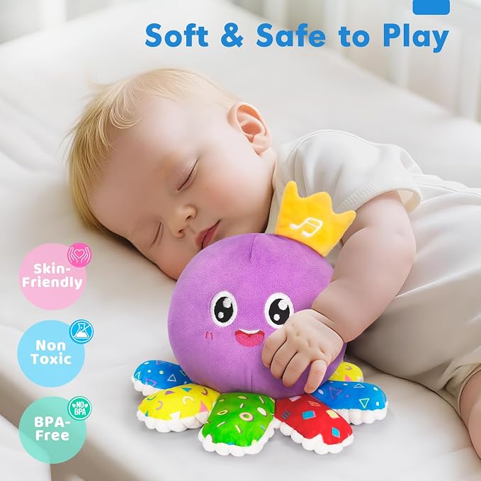 GMAOPHY Baby Toy for 6-12-18 Months – Interactive Crawling Octopus Plush Toy with Music & Sound, Dancing, Tummy Time Toy & Motor Skills Development, for 1 2 3 Year Old Boys & Girls, Birthday Gift