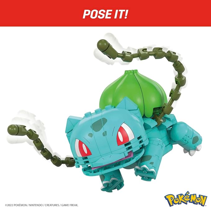 MEGA Pokémon Building Toys Set Build & Show Bulbasaur with 175 Pieces, Articulated and Poseable, 4 Inches Tall, for Kids