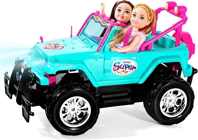 ULOVEME RC Cars - Remote Control Car with 5.5" Doll for Girls, 2.4GHz Je ep RC Cars - Simple Control Toy Cars for Kids (Blue)