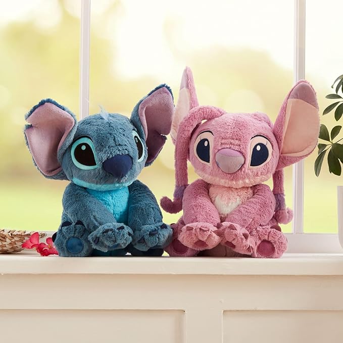 Disney Store Official Angel Medium Soft Toy for Kids - Cuddly Character with Fuzzy Texture & Embroidered Details - Flexible Floppy Ears - Disney Plushy Suitable for All Ages